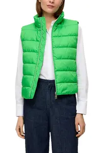 S.Oliver BLACK LABEL стеганый жилет, с воротником стойкой, зеленый