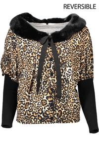 Кардиган женский Blugirl с искусственным мехом и леопардовым принтом, мультиколор