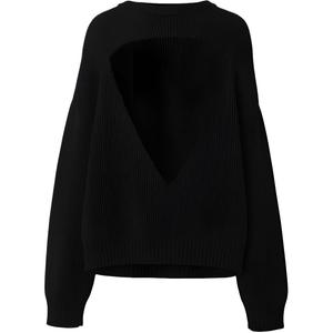 Шерстяной джемпер с вырезами Burberry, черный