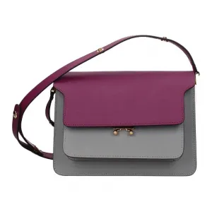 MARNI Кожаная сумка-баул Trunk Medium для женщин, серый и фиолетовый