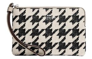 COACH Угловая молния с кожаным клатчем малого размера для женщин черный белый