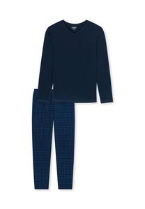 Мужская пижама-двойка Комплект - длинный, V-образный вырез, с рисунком uncover by SCHIESSER, темно-синий