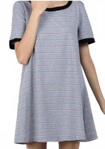 Полосатое платье-футболка в синем цвете POL