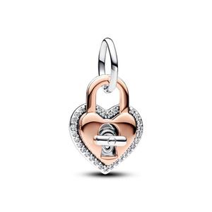 Шарм Pandora Two-tone Twistable Heart Padlock Double Dangle Charm, двухцветный