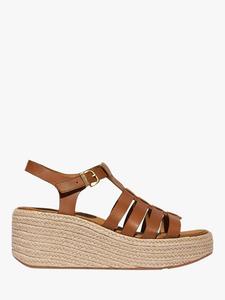 Кожаные босоножки на платформе в рыбацком стиле FitFlop, цвет Deep Tan