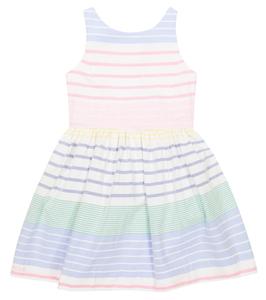 Полосатое хлопковое платье Polo Ralph Lauren Kids, White Multi