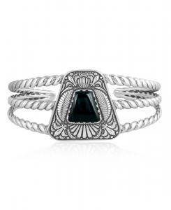 Браслет-манжета из стерлингового серебра с черным ониксом в форме трапеции, размер S American West Jewelry, No Color