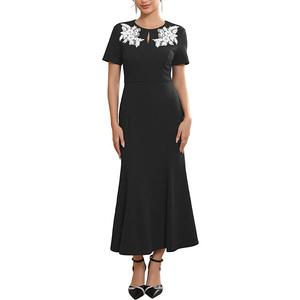 Женское коктейльное платье с цветочной вышивкой, круглым вырезом и силуэтом "рыбий хвост" Inspire Chic, Black