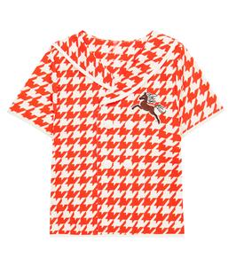 Купальный топ с вышивкой в ломаную клетку Mini Rodini, красный