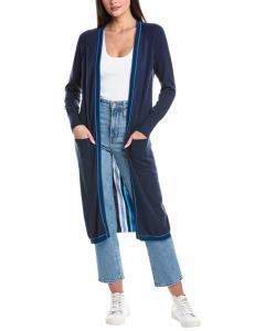 Удлиненный кардиган макси из смесового шелка в полоску WISPR, синий