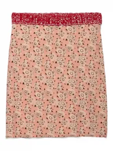 Мини-юбка с цветочным узором и треугольным логотипом Prada, розовый