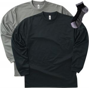 Футболка с длинными рукавами и круглым вырезом Glimmer 00304-ALT, сухая, 113 г (4,4 унции), черный/серый