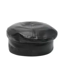 Черная кожаная кепка с логотипом Emporio Armani, черный