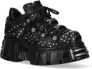 Новые черные кожаные готические ботильоны на платформе New Rock M-120NR-C1