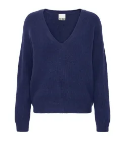 Вязаный свитер патриотического синего цвета Ichi, синий