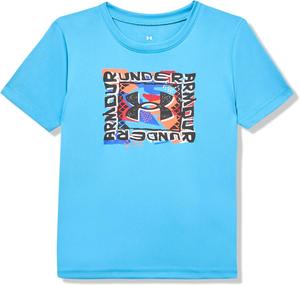 Футболка Under Armour для мальчиков, круглый вырез, легкая и дышащая, Ether Blue - Tech Sketch Logo Ss