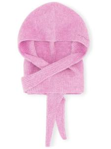 GANNI балаклава в рубчик с вышитым логотипом, розовый
