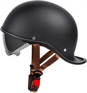 Мотоциклетный полушлем Jet Helmet Retro с солнцезащитным козырьком, защитный шлем для мужчин и женщин, сертифицированный ECEDOT, открытый шлем-шлем для скутера, мопеда и скутера HaiBing, 2
