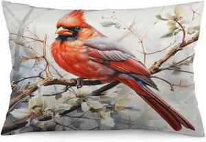 MaSiledy Декоративная наволочка с акварельной живописью красная птица на ветке Pattern-5
