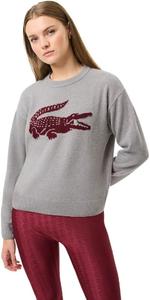 Lacoste x Bandier женский свитер с контрастным крокодилом, Grey/Bordeaux