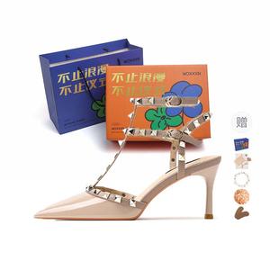 WOXXXN Тонкие каблуки на шпильке 7 см женские - телесные 7 см [подарочный набор] + подарок, цвет Nude 7CM[Gift Box Set]+Giveaway