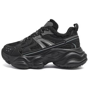 AGSDON Низкие массивные кроссовки женские - черные [Шерпа] Y241048, цвет Black[Sherpa]Y241048