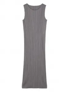 Платье без рукавов со складками Pleats Please Issey Miyake, серый