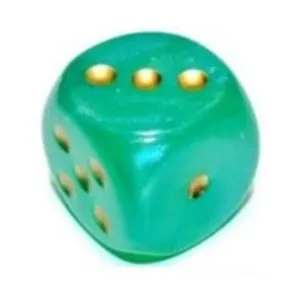 d6, 16 мм, светло-зеленый с золотом (12) (3-е издание), Dice - Borealis - d6 16mm (Chessex)