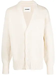 Кардиган с вышитым логотипом JIL SANDER, нейтральный