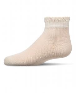 Вязаные крючком носки до щиколотки из мерсеризованного хлопка с оборками для маленьких девочек MeMoi, Winter white