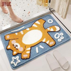 Dajiang Ковер 50х80 см для ванной комнаты и прихожей, быстросохнущий, с рисунком оранжевого кота, мягкий вельвет