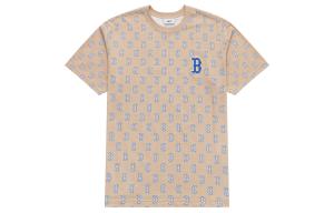 Футболка с рукавом дроп-шиoulder унисекс светло-песочный коричневый MLB, светло-песочный коричневый