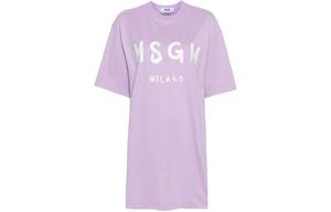 MSGM Женское платье с коротким рукавом лавандово-фиолетовое