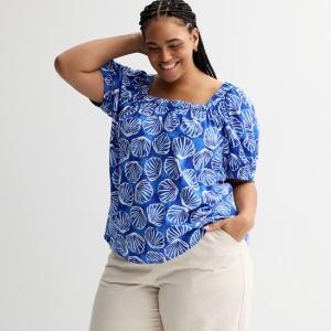 Повседневный крестьянский топ с квадратным вырезом больших размеров Sonoma Goods For Life, цвет bright blue shells