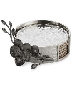 Набор из 6 подставок под стаканы Черная орхидея с подставкой Michael Aram, No Color