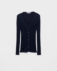 Хлопковый кардиган Prada, темно-синий