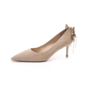 QITUMAUL Тонкие каблуки на шпильке для женщин - нюд, цвет Nude[Heel Height 6.5cm]