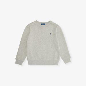 Свитшот из хлопкового трикотажа с вышитым логотипом для мальчиков Polo Ralph Lauren, серый