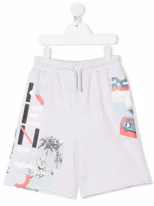 Шорты с декором Tiger Head Kenzo Kids, серый
