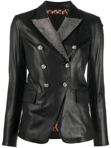 Philipp Plein двубортный пиджак с кристаллами, черный