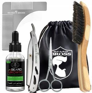 Набор для бороды: кисть, бритва, шаблон, ножницы Beard Bross