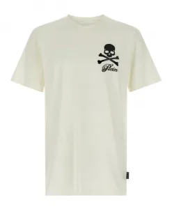 Футболка с круглым вырезом и принтом «Череп и кости». Philipp Plein, белый