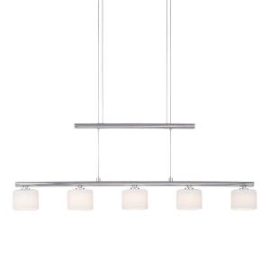 Подвесной светильник Paul Neuhaus Hydra, опаловое стекло / железо - 5 ламп - серебро