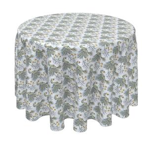 Круглая скатерть, 100% полиэстер, круглая 90 дюймов, праздничные птицы и колокольчики