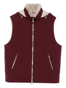 Жилет с капюшоном на молнии Brunello Cucinelli, красный