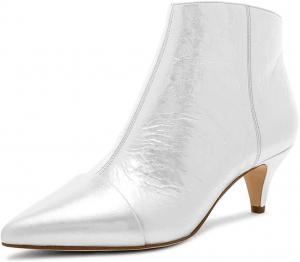 XYD стильные женские ботильоны, низкий каблук-«kitten», заостренный носок, закрытая носочная часть, боковая молния, выпускной, блестки, вечеринка, мода, короткие ботильоны, Silber-Pu