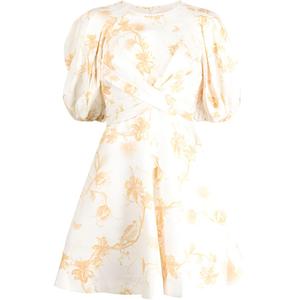 Желтое короткое платье с короткими рукавами SS23 Женщины Zimmermann