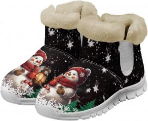 Зимние пушистые ботинки Howilath для женщин с утепленной плюшевой подкладкой, Christmas Snowman Snowflake