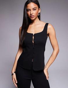 Топ из трикотажного твила с круглым вырезом от ASOS DESIGN черного цвета