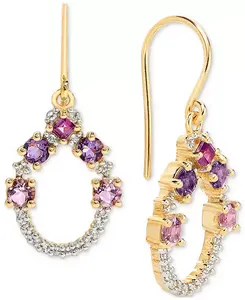 Серьги-Подвески в форме открытого круга с многоцветным голубым топазом (1-1/5 карата tw) и белым топазом (1/5 карата tw) из стерлингового серебра с позолотой 14 карат Macy'S, amethyst